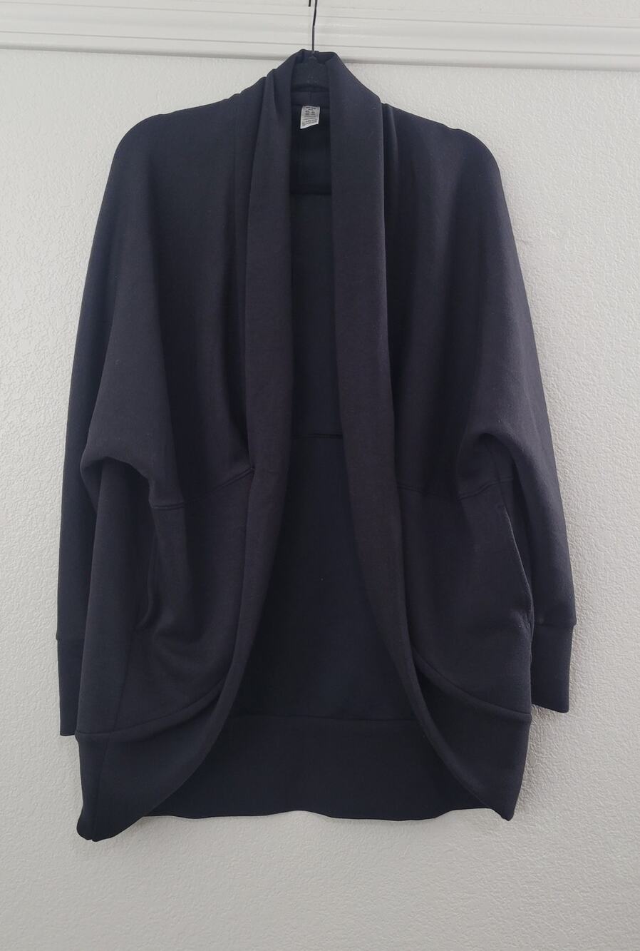 SPANX AirEssentials Cocoon Cardigan M/L Black Open Front Longline Pockets